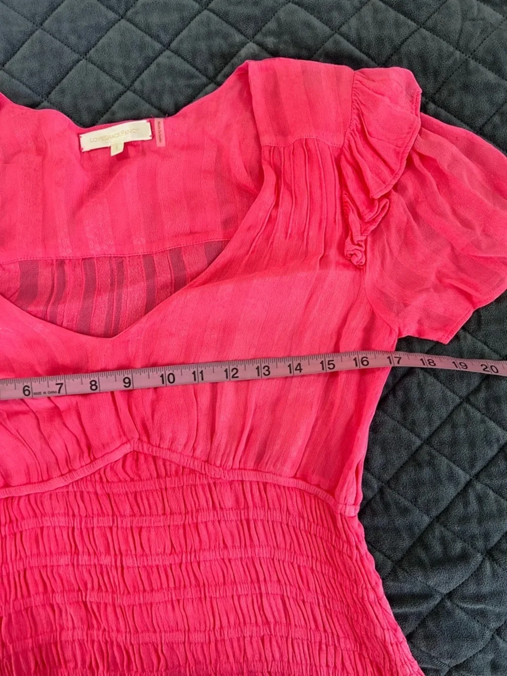 LoveShackFancy Mini Dress Women’s Small Rena Coral Pink Smocked B12